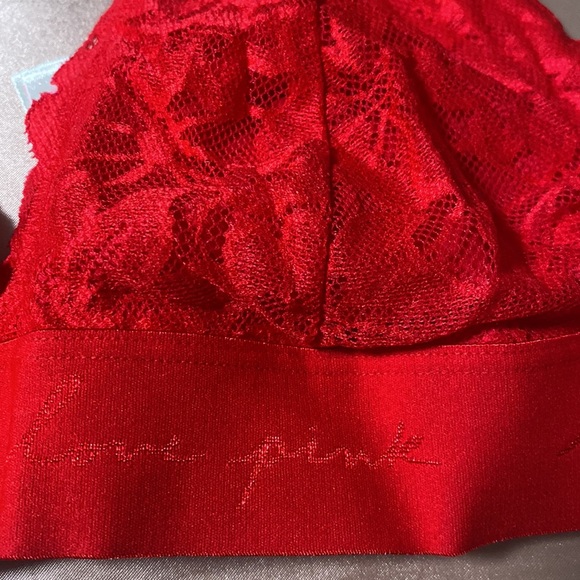 VICTORIAS SECRET PINK Red Lace Halter - Picture 2 of 3